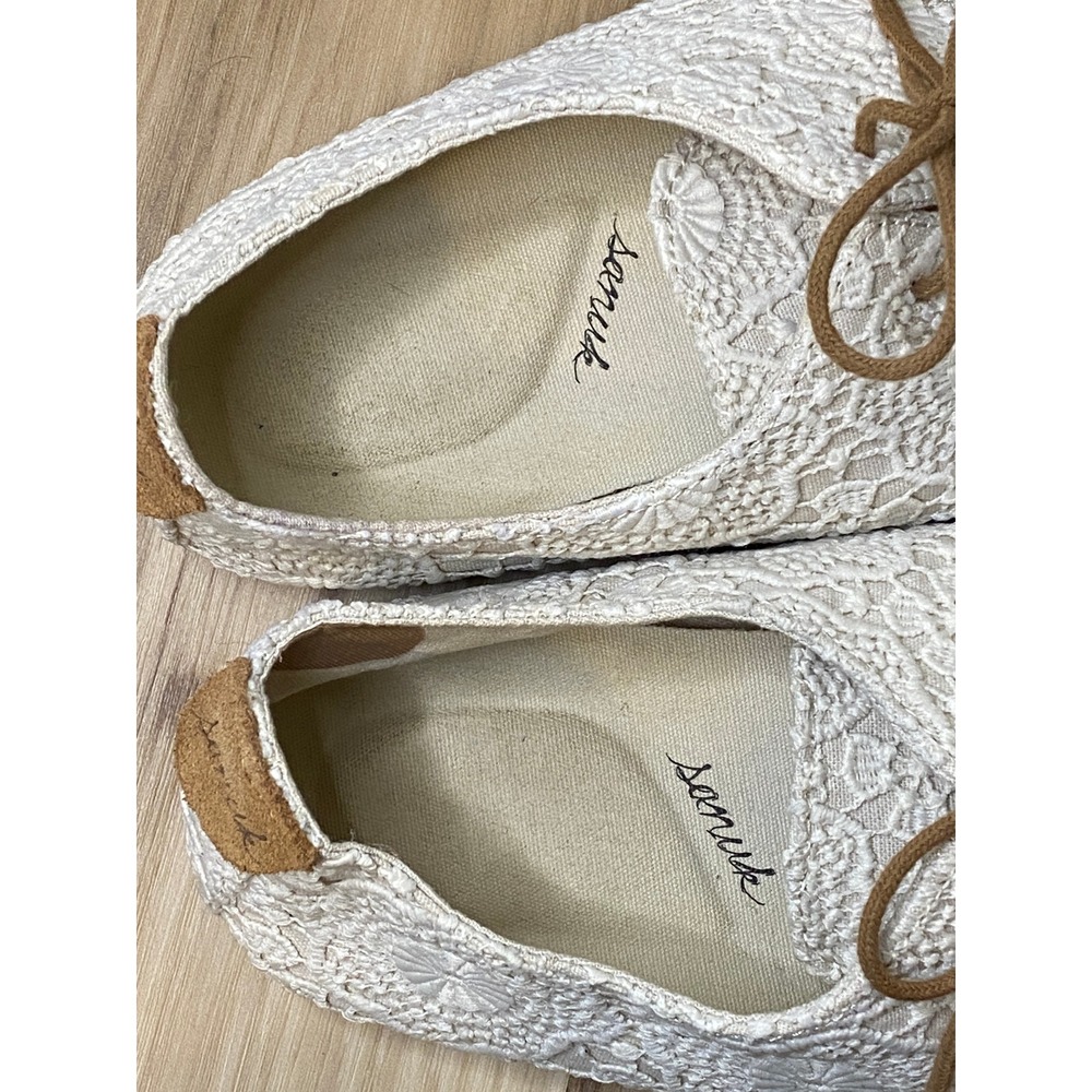 Sanuk Bianca Crochet Lace Shoes Cream Boho Flats Womens 9 - Picture 8 of 8